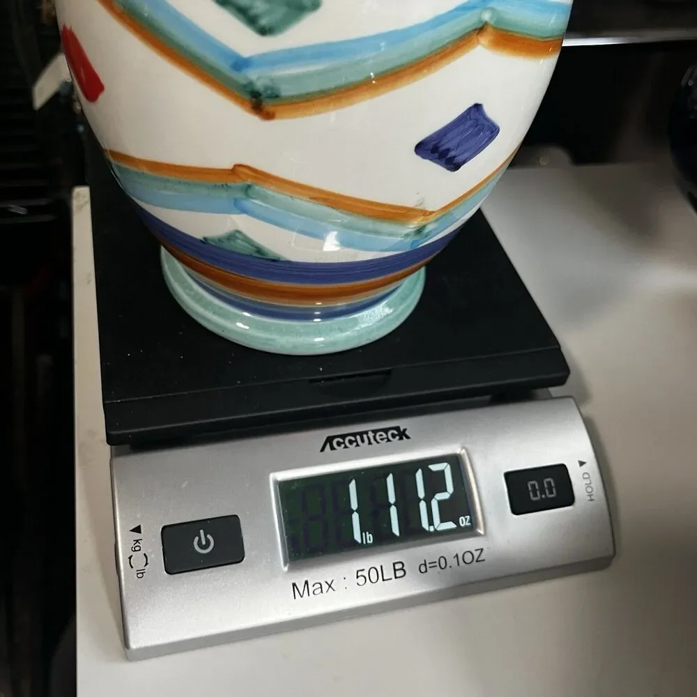 Pier 1 Imports Handpainted Italian Vase Made In Italy Ceramic Colorful Geometric